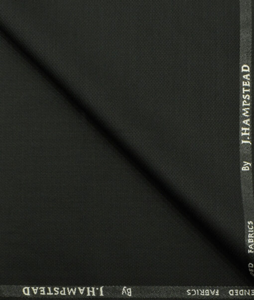 J.Hampstead Men's Polyester Viscose Structured 3.75 Meter Unstitched Suiting Fabric (Black)