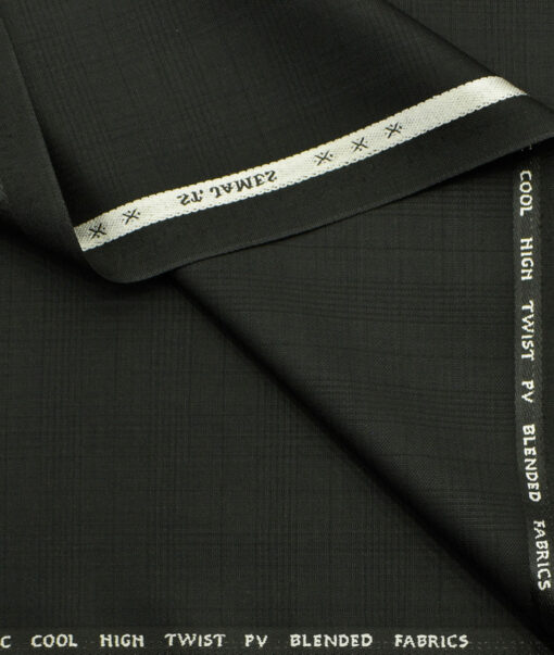 J.Hampstead Men's Polyester Viscose Checks  Unstitched Suiting Fabric (Black) - Image 2