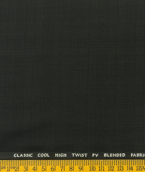 J.Hampstead Men's Polyester Viscose Checks  Unstitched Suiting Fabric (Black) - Image 3
