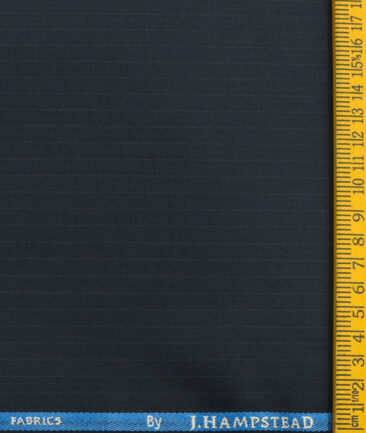 J.Hampstead Men's Polyester Viscose Striped  Unstitched Suiting Fabric (Dark Blue) - Image 3