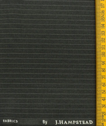 J.Hampstead Men's Polyester Viscose Striped  Unstitched Suiting Fabric (Blackish Grey) - Image 3