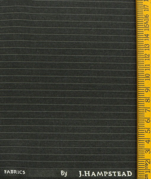 J.Hampstead Men's Polyester Viscose Striped  Unstitched Suiting Fabric (Blackish Grey) - Image 3