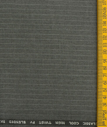 J.Hampstead Men's Polyester Viscose Striped  Unstitched Suiting Fabric (Worsted Grey) - Image 3