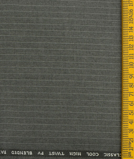J.Hampstead Men's Polyester Viscose Striped  Unstitched Suiting Fabric (Worsted Grey) - Image 3