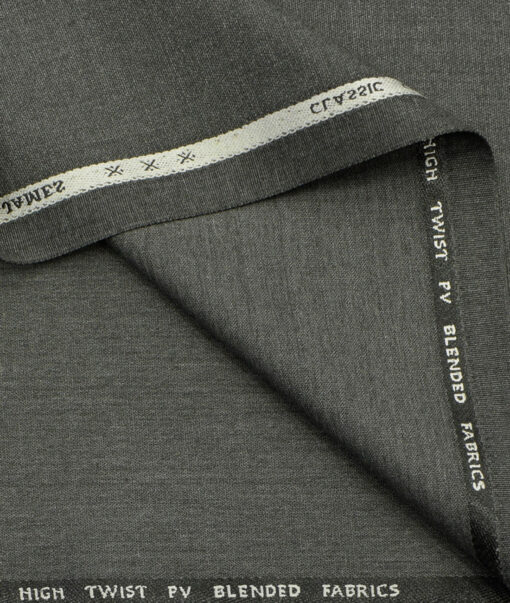 J.Hampstead Men's Polyester Viscose Self Design  Unstitched Suiting Fabric (Worsted Grey) - Image 2