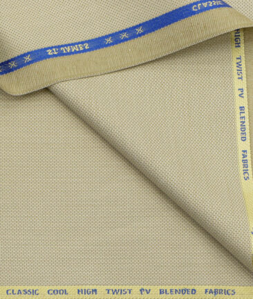 J.Hampstead Men's Polyester Viscose Structured  Unstitched Suiting Fabric (Beige) - Image 2