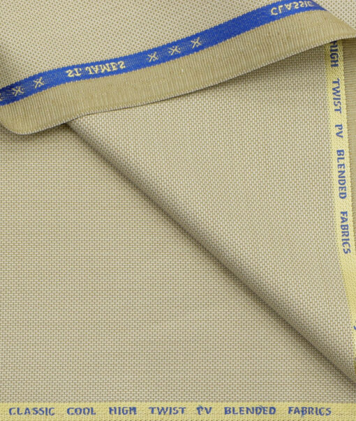 J.Hampstead Men's Polyester Viscose Structured  Unstitched Suiting Fabric (Beige) - Image 2