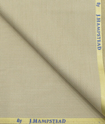J.Hampstead Men's Polyester Viscose Structured 3.75 Meter Unstitched Suiting Fabric (Beige)