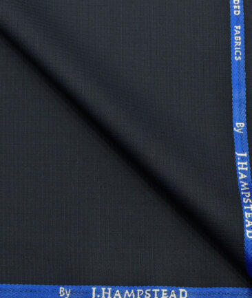 J.Hampstead Men's Polyester Viscose Structured 3.75 Meter Unstitched Suiting Fabric (Dark Blue)