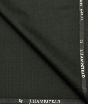J.Hampstead Men's Polyester Viscose Structured 3.75 Meter Unstitched Suiting Fabric (Black)