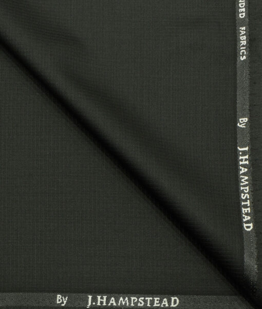 J.Hampstead Men's Polyester Viscose Structured 3.75 Meter Unstitched Suiting Fabric (Black)