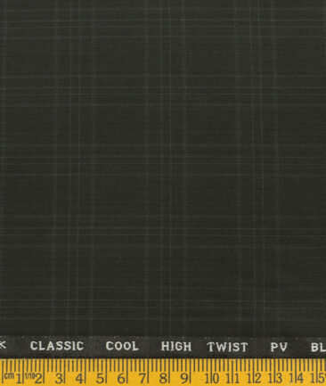 J.Hampstead Men's Polyester Viscose Checks  Unstitched Suiting Fabric (Black) - Image 3