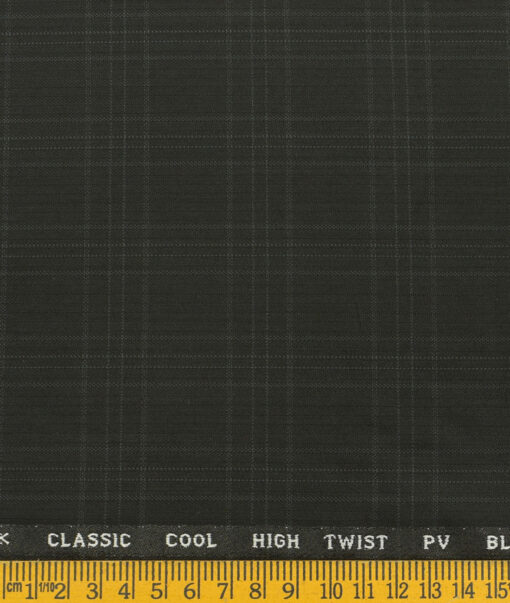 J.Hampstead Men's Polyester Viscose Checks  Unstitched Suiting Fabric (Black) - Image 3