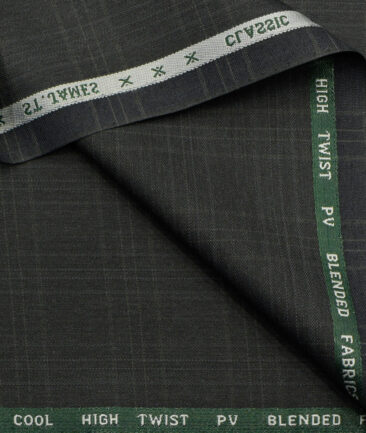J.Hampstead Men's Polyester Viscose Checks  Unstitched Suiting Fabric (Blackish Grey) - Image 2