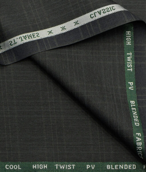 J.Hampstead Men's Polyester Viscose Checks  Unstitched Suiting Fabric (Blackish Grey) - Image 2