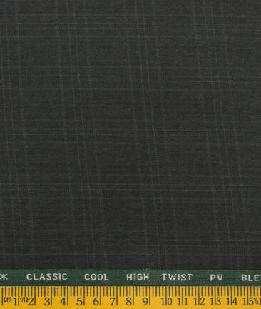 J.Hampstead Men's Polyester Viscose Checks  Unstitched Suiting Fabric (Blackish Grey) - Image 3