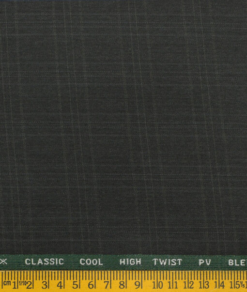 J.Hampstead Men's Polyester Viscose Checks  Unstitched Suiting Fabric (Blackish Grey) - Image 3