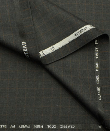 J.Hampstead Men's Polyester Viscose Checks  Unstitched Suiting Fabric (Dark Grey) - Image 2