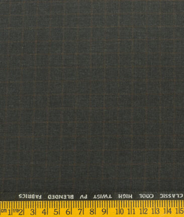 J.Hampstead Men's Polyester Viscose Checks  Unstitched Suiting Fabric (Dark Grey) - Image 3