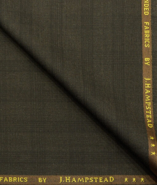 J.Hampstead Men's Polyester Viscose Checks 3.75 Meter Unstitched Suiting Fabric (Dark Brown)