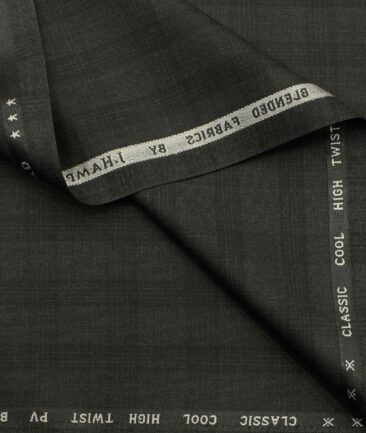 J.Hampstead Men's Polyester Viscose Checks  Unstitched Suiting Fabric (Blackish Grey) - Image 2