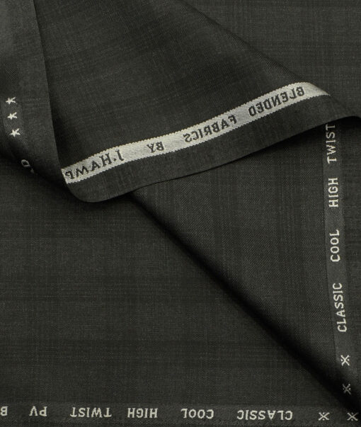 J.Hampstead Men's Polyester Viscose Checks  Unstitched Suiting Fabric (Blackish Grey) - Image 2