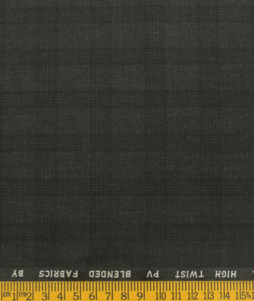 J.Hampstead Men's Polyester Viscose Checks  Unstitched Suiting Fabric (Blackish Grey) - Image 3