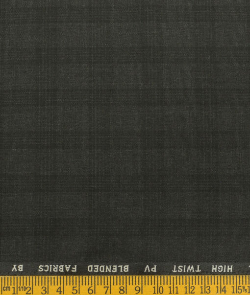 J.Hampstead Men's Polyester Viscose Checks  Unstitched Suiting Fabric (Blackish Grey) - Image 3