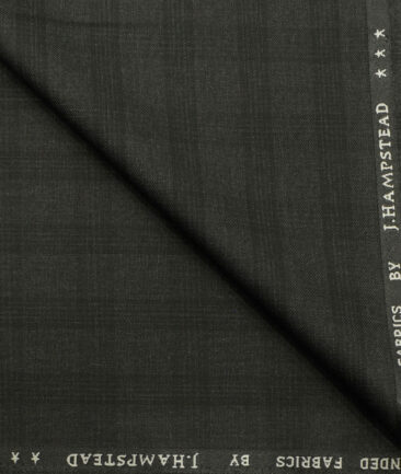 J.Hampstead Men's Polyester Viscose Checks 3.75 Meter Unstitched Suiting Fabric (Blackish Grey)