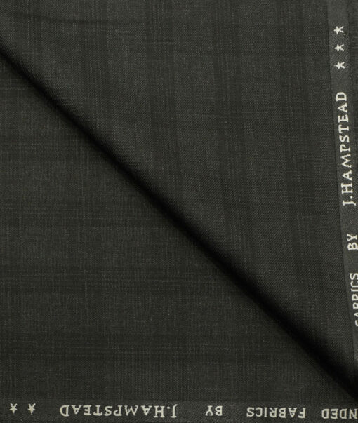 J.Hampstead Men's Polyester Viscose Checks 3.75 Meter Unstitched Suiting Fabric (Blackish Grey)