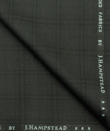 J.Hampstead Men's Polyester Viscose Checks 3.75 Meter Unstitched Suiting Fabric (Dark Grey)
