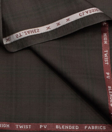 J.Hampstead Men's Polyester Viscose Checks  Unstitched Suiting Fabric (Dark Wine) - Image 2