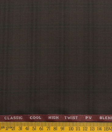J.Hampstead Men's Polyester Viscose Checks  Unstitched Suiting Fabric (Dark Wine) - Image 3