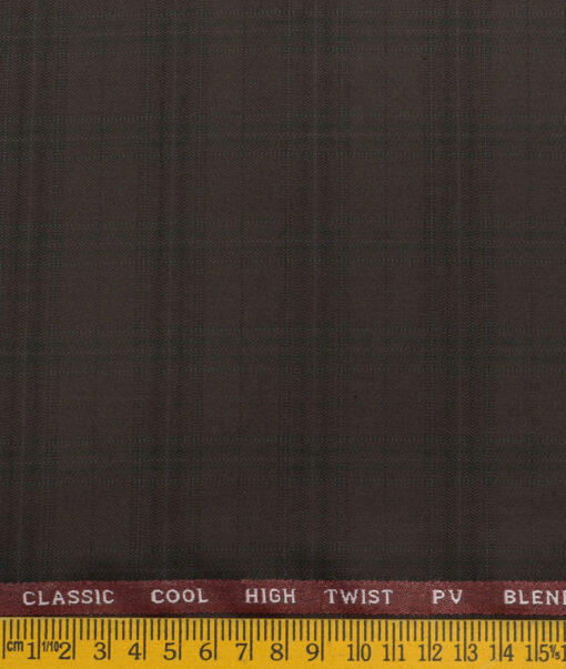 J.Hampstead Men's Polyester Viscose Checks  Unstitched Suiting Fabric (Dark Wine) - Image 3