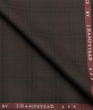 J.Hampstead Men's Polyester Viscose Checks 3.75 Meter Unstitched Suiting Fabric (Dark Wine)