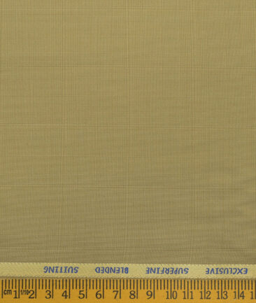 J.Hampstead Men's Polyester Viscose Checks  Unstitched Suiting Fabric (Khakhi) - Image 3