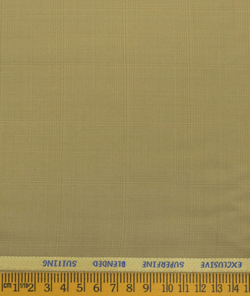 J.Hampstead Men's Polyester Viscose Checks  Unstitched Suiting Fabric (Khakhi) - Image 3