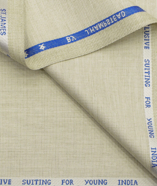 J.Hampstead Men's Polyester Viscose Structured  Unstitched Suiting Fabric (Light Beige) - Image 2