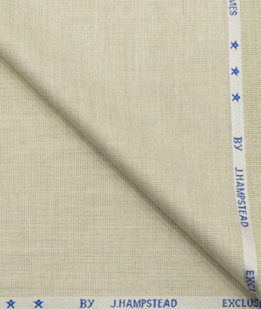 J.Hampstead Men's Polyester Viscose Structured 3.75 Meter Unstitched Suiting Fabric (Light Beige)