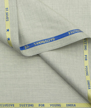 J.Hampstead Men's Polyester Viscose Structured  Unstitched Suiting Fabric (Light Grey) - Image 2