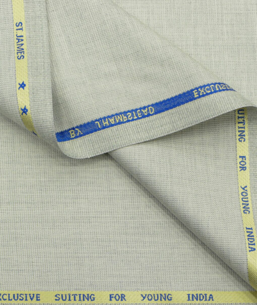 J.Hampstead Men's Polyester Viscose Structured  Unstitched Suiting Fabric (Light Grey) - Image 2