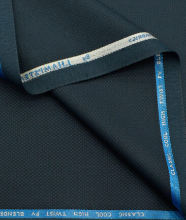 J.Hampstead Men's Polyester Viscose Structured  Unstitched Suiting Fabric (Dark Peacock Blue) - Image 2