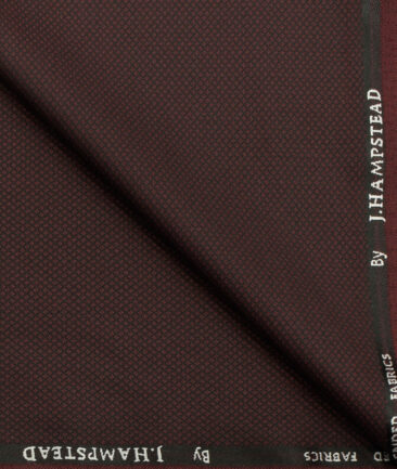 J.Hampstead Men's Polyester Viscose Structured 3.75 Meter Unstitched Suiting Fabric (Dark Wine)