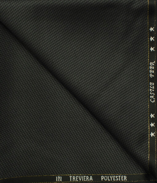 J.Hampstead Men's Wool Structured Super 100's 1.30 Meter Unstitched Trouser Fabric (Dark Grey)