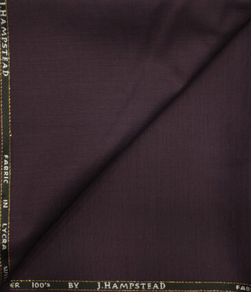 J.Hampstead Men's Wool Solids Super 100's 1.30 Meter Unstitched Trouser Fabric (Dark Wine)