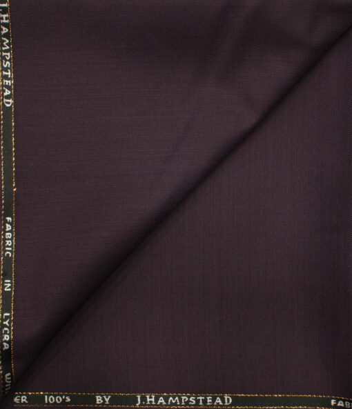 J.Hampstead Men's Wool Solids Super 100's 1.30 Meter Unstitched Trouser Fabric (Dark Wine)