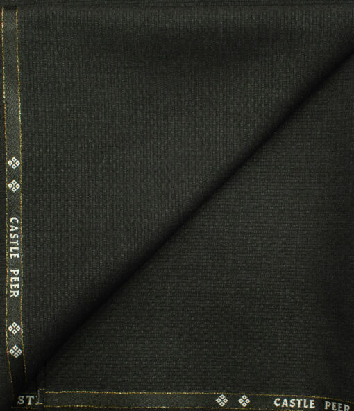 J.Hampstead Men's Wool Structured Super 90's 1.30 Meter Unstitched Trouser Fabric (Dark Grey)