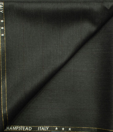 J.Hampstead Men's Wool Checks Super 120's 1.30 Meter Unstitched Trouser Fabric (Dark Grey)