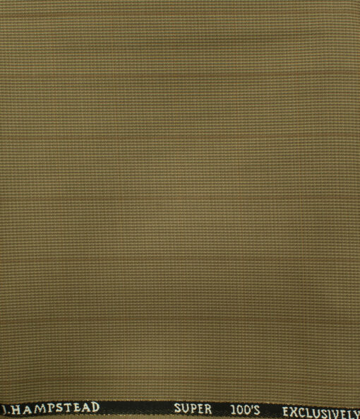 J.Hampstead Men's Wool Stripes Super 100's  Unstitched Trouser Fabric (Khakhi) - Image 2