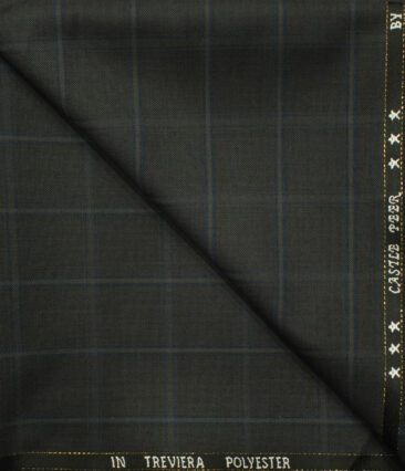 J.Hampstead Men's Wool Checks Super 100's 1.30 Meter Unstitched Trouser Fabric (Grey)